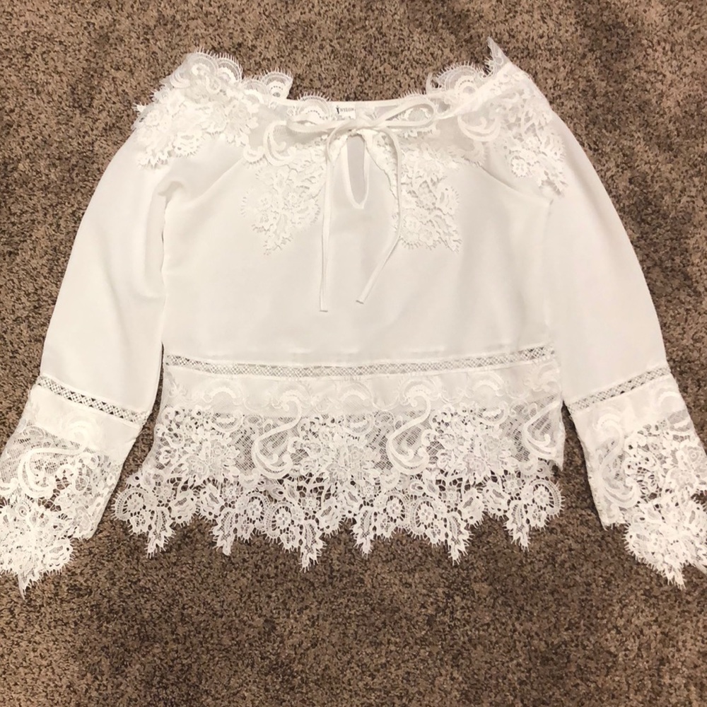 White off the shoulder lace top